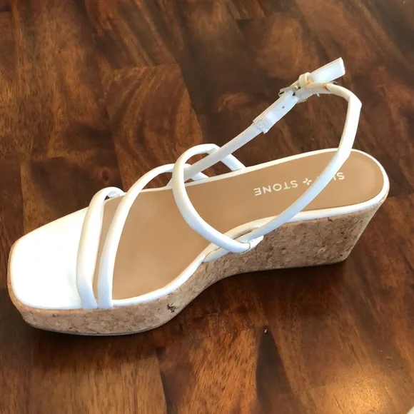 Cute strappy white platform sandals by sun + stone - Picture 3 of 10